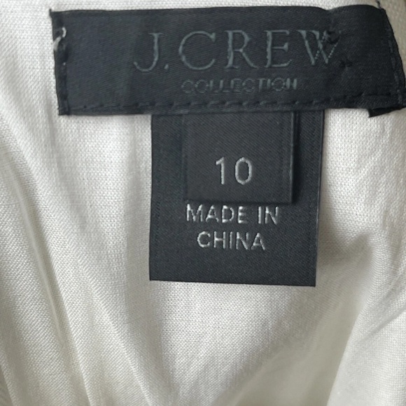J Crew Collection White  Linen Blend Ruffle-Shoulder Eyelet Shift Dress Size 10 - Picture 5 of 8